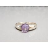 Silver and amethyst bead ring size s 7.3g gross