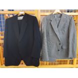 A mens woolen two piece suit by Glenmoor, and a black three piece suit