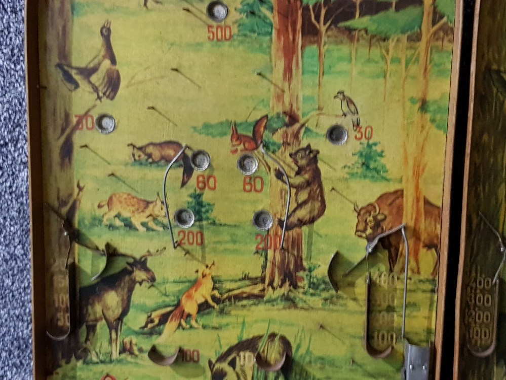 A pair of bagatelle boards with forest animal decorations - Image 2 of 3