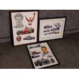 3 framed limited edition Formula one prints, tribute to Eddie Irvine, All British hero & New kid