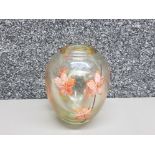 Good quality graal 5 1/2 " art glass vase with pink flowers