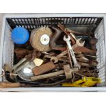 Box containing miscellaneous vintage hand tools