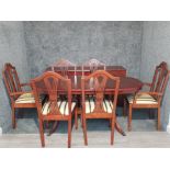 Reproduction mahogany 8 piece dining room suite comprising dining table 170 x 90 x 73cm,