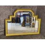 Large gilt framed bevelled edge overmantle mirror, 82x108cm