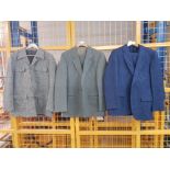 A gents blue three piece pin stripe suit by Burton, another three piece suit and jacket by St