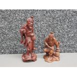 Two hand carved hardwood Chinese figures of old men