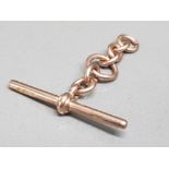 9ct gold T-bar & chain, off Albert chain 6.8g