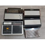 Five retro radios by Roberts, Ferguson, National Panasonic and VEF