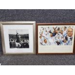 2 framed football prints, England world cup 2002 qualifying group & 1966 world cup winners