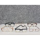 Six pairs of vintage reading glasses, with three associated cases
