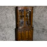 Mahogany curved corner unit, with keys, 179x92cm