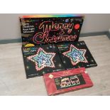 4 boxed Multicolored christmas lights includes 2x stars, train light silhouette etc