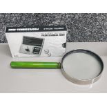 Pocket size Digital professional jewellery scales & large magnifying glass