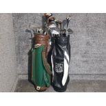 2 golf bags both containing mixed clubs including John Letters, Wilson