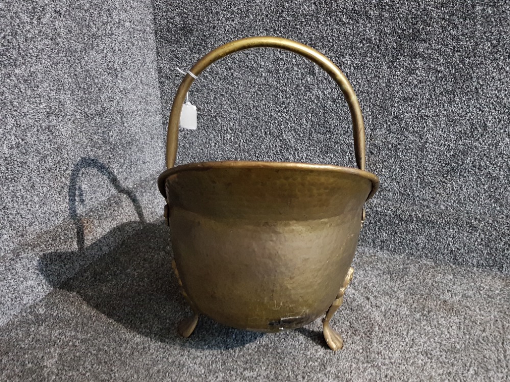 A Victorian brass helmet shaped coal scuttle - Image 2 of 2