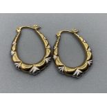 9ct gold fancy two-two oval hoop earrings, 1.4g