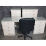 Modern contemporary 4 piece set in cream & grey, includes 2x chest of drawers & matching dressing