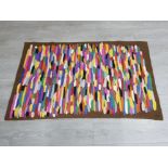 Kashmari hand stitched wool chain rug 122 x 79cm