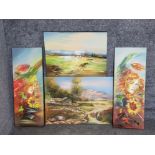 4 contemporary oil on canvas paintings, signed indistinct by the artist