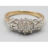 9ct gold diamond fancy cocktail ring. Approx .50ct 3.1g size L1/2