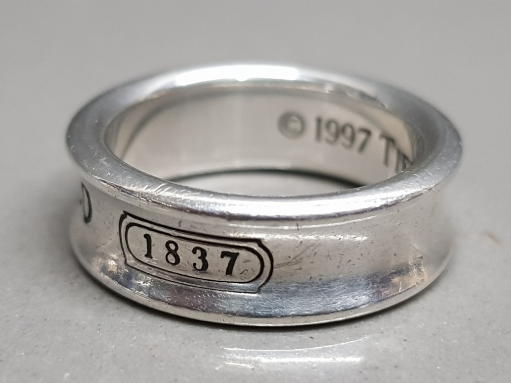 Tiffany & Co 925 silver band ring, proudly inscribed with the year Tiffany was founded 1837, size M, - Image 2 of 2