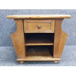 Solid oak magazine side table, fitted with a single drawer