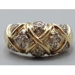Ladies 9ct yellow gold and diamond turban style ring size S 4.6g gross