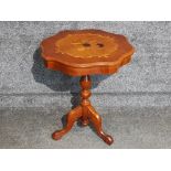 Midcentury round inlaid italian tripod Occasional table, height 58cm