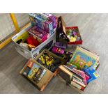 Box of miscellaneous toys including Lego tractor, vintage polly pocket dolls etc & a quantity of