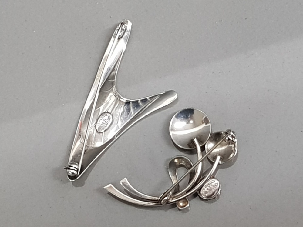 2 vintage Danish silver brooches by Hermann Siersbol, made in 1945 - 1964, 8.9g - Bild 2 aus 2