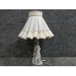 Nao by Lladro table lamp with shade & figured base - girl with puppy