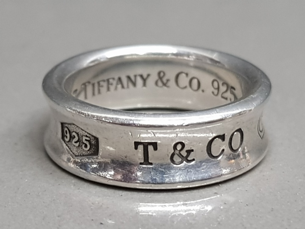 Tiffany & Co 925 silver band ring, proudly inscribed with the year Tiffany was founded 1837, size M,