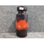 West German brown and orange MCM fat lava vase 31cm