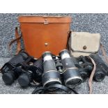 Pair of Zenith 10x50 field binoculars with original case together with vintage field glasses plus