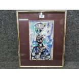 A watercolour by Antoni Sulek Abstract Figure signed and dated 1974 32 x 19cm