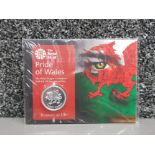 2016 pride of Wales UK £20 silver b uncirculated coin in royal mint pack scarce due to low mintage