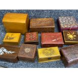 11 assorted boxes including wooden, and 1 box complete with spices