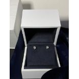 De Beers natural diamond stud earrings. 0.50ct total in white gold, original box, bag and care guide