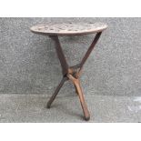 African handcarved hardwood Occasional table on tripod support, height 61cm