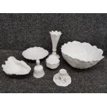 A Coalport cabbage dish and bell, Wedgwood conch shell dish, Crown Staffordshire etc