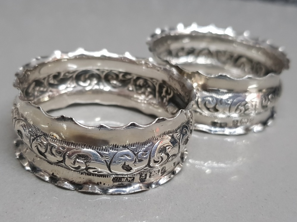 2 pairs of hallmarked Birmingham silver napkin rings, dated 1903 & 1908, 47.4 - Image 3 of 3