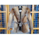 Fenwick French Salon fox fur and suede ladies jacket with tie belt