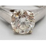 2ct diamond solitaire platinum ring. Size N 7g (ring been cut)