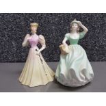 Two Coalport lady figures Jacqueline and Pamela 14cm high