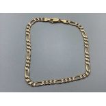 9ct gold diamond cut figaro link anklet, 6.7g
