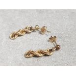 9ct yellow gold rope chain earrings 2.3g