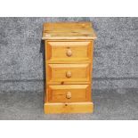 Solid Pine 3 drawer bedside chest