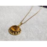 Rolled gold citrine pendant and chain