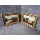 A pair of Victorian oil paintings depiciting continental lakes scenes