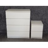 Large Modern 4 drawer chest & matching 2 drawer bedside chest